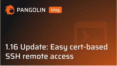 Cover for Pangolin 1.16: SSH with certificate-based authentication, PAM integration, and seamless terminal access