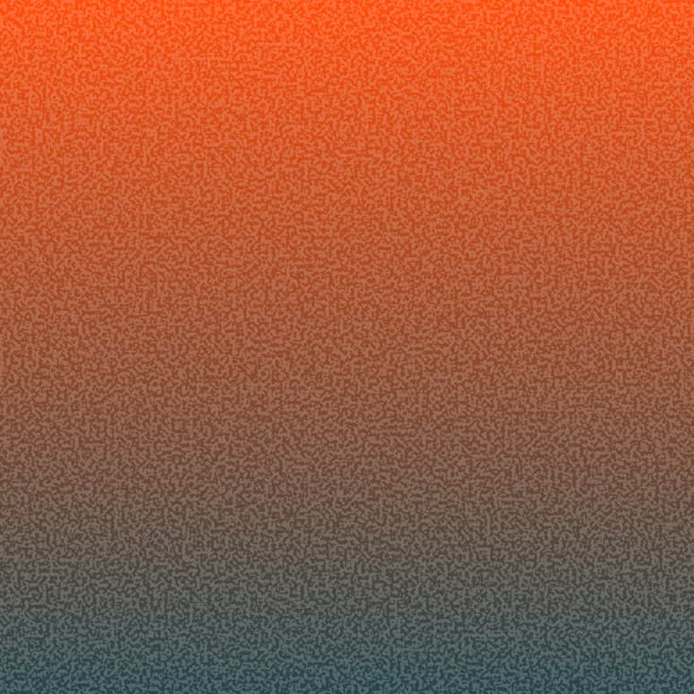 Grainy texture background transitioning from orange at the top to dark teal at the bottom.
